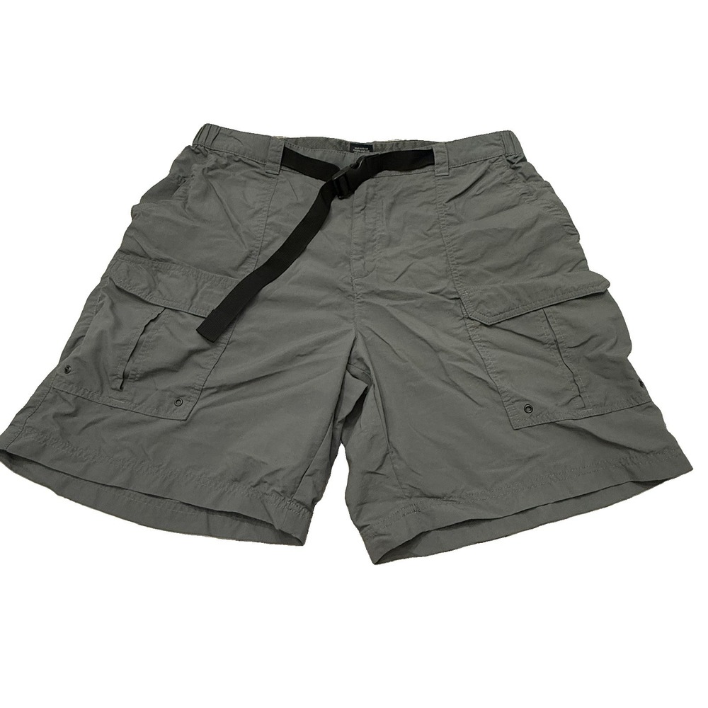 Croft & Barrow Belted Hiking Cargo Shorts 100% Nylon Gray Quick Dry 8" Size 38